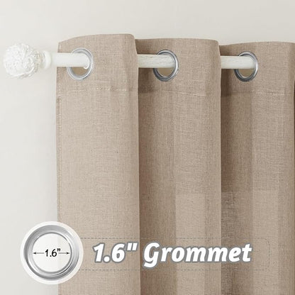 RYB HOME Extra Wide Semi Sheer Curtains, Grommet Easy Sliding Room Divider for Office Bedroom Separation, Large Window Curtains for Sliding Glass Door, Khaki, W 100 x L 95, 1 Pcs