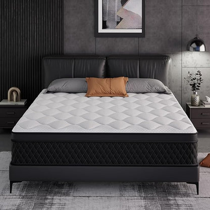 ELEMUSE Twin Mattress, 12 Inch Hybrid Memory Foam Mattress in a Box, Pressure Relieving Comfort, Individual Pocket Springs for Motion Isolation, Medium Firm, CertiPUR-US Certified, Fiberglass Free