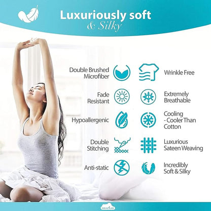 DREAMCARE Queen Sheet Set – 6 pcs Cooling Bed Sheets – up to 21” Deep Pocket Queen Sheets Set – 2500 Supreme Collection – Extra Soft 100% Brushed Microfiber Hotel Luxury with Side Pocket – L Blue