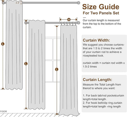 KangBang Extra Wide Blackout Curtains for Sliding Doors, Farmhouse Latte Beige Linen Curtains for Sliding Glass Door, Back Tab/Rod Pocket/Hook Belt 60 Width by 108 inch Length,2 Panels