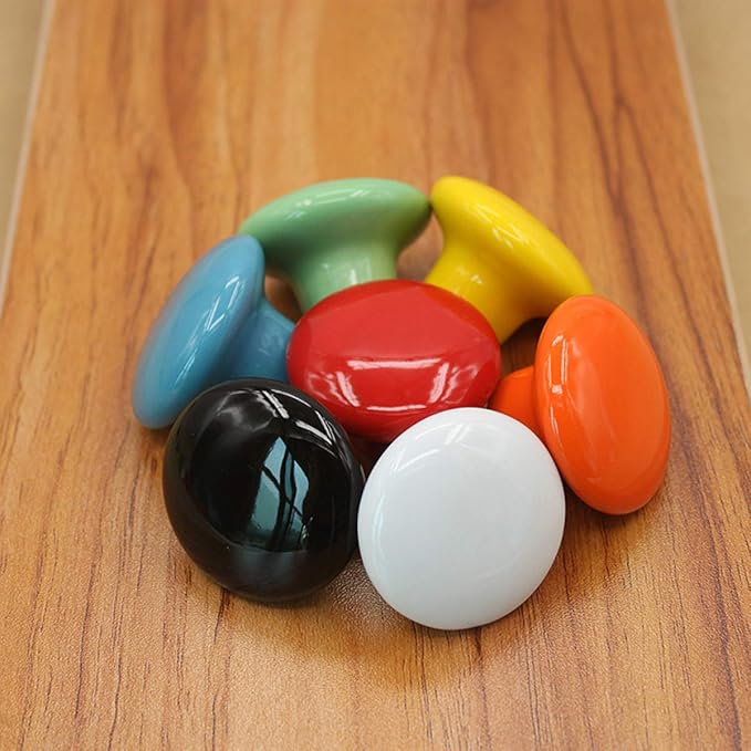 HUAMULAN 15PCS Blue Glossy Ceramic Knobs Button Round Mushroom Cabinet Dresser Vintage Pulls Door Handles Cupboard Wardrobe Drawer, Dia. 1.5 inch 38mm