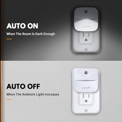 LED Night Lights Plug into Wall with Dusk-to-Dawn Sensor, Automatically Turn on and Off,Night Light for Kids,Bedroom,Bathroom,Stairs, White, 6 Packs