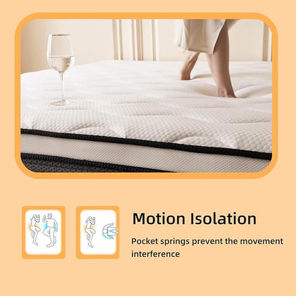 Full Size Mattress, 10 Inch Full Mattress in a Box, Memory Foam Hybrid Mattresses with Individual Pocket Spring for Motion Isolation & Silent Sleep, Pressure Relief, Medium Firm