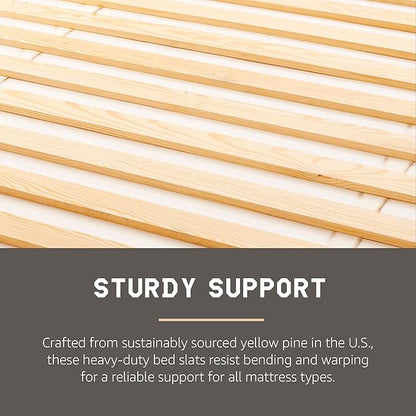 Hercules Bed Support Slats, Heavy-Duty Solid Pine Wood Bunkie Board, Xtreme, Queen Size - Wooden Mattress Frame and Platform - Easy Assembly for Beds