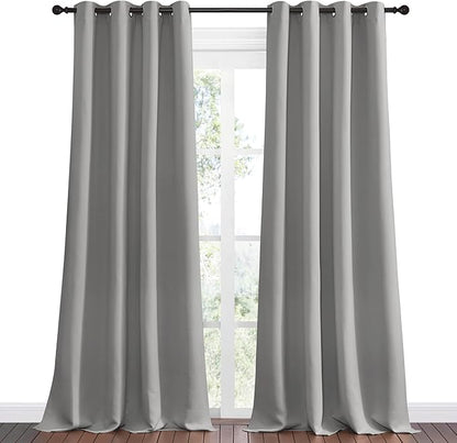 NICETOWN Silver Grey Room Darkening Curtain Panels 90" Long for RV, Play Room, Studio, Heat Block Out and Keep Warm Drapes Window Treatment Drapes for Doorway Entryway Patio (55" Width, 2 Panels)