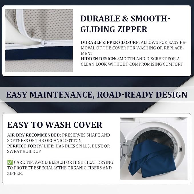 Foamma 4” x 36” x 75” Water Resistant Memory Foam RV Bunk Mattress, Firm High Density Foam Base, Comfortable and Durable Polyester Cover, Truck, Camper, Travel Trailer, Made in USA!