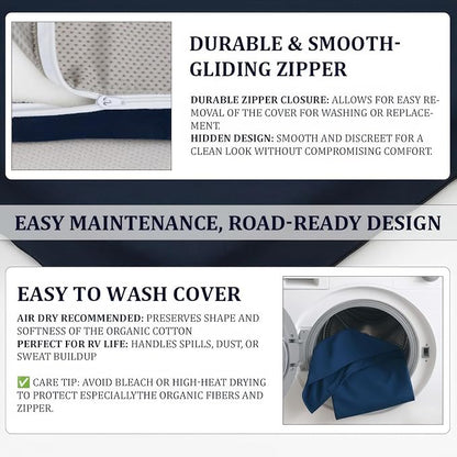 Foamma 3” x 30” x 75” Water Resistant Gel Memory Foam RV Bunk Mattress, Firm High Density Foam Base, Comfortable and Durable Polyester Cover, Truck, Camper, Travel Trailer, Made in USA