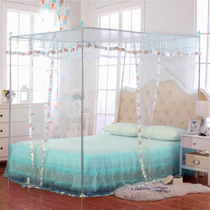 Canopy Bed Curtains Full - 4 Corner Canopy for Beds, Bed Canopy for Girls Adults, Bedroom Decor (Full Size, Light Blue)