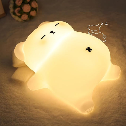 Sleepy Snoring Bear Night Light for Kids, Cute Animal Silicone Nursery Night Lamp with Snoring Sound, Breathing Bear Gifts for Birthday Xmas