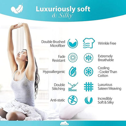 DREAMCARE King Size Sheets Set - Cooling Bed Sheets - 4pcs Set - up to 15" Deep Pocket King Sheet Set – Soft & Long Lasting Cooling - 100% Fine Brushed Polyester with Side Pocket - Dark Gray