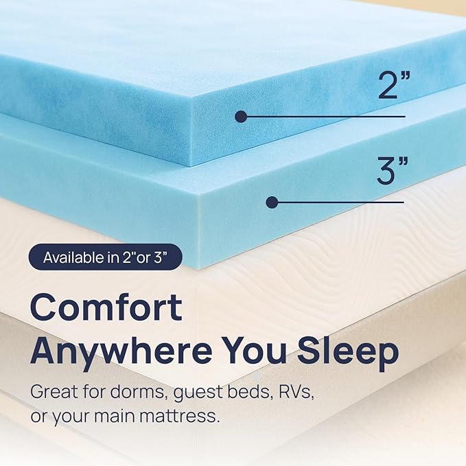 Sure2Sleep Gel Swirl Memory Foam Mattress Topper - 2 Inch, Pressure Relieving, Cooling Comfort - Made in The USA & CertiPUR-US Certified - Softens Firm Beds and Extends Mattress Life - King Size
