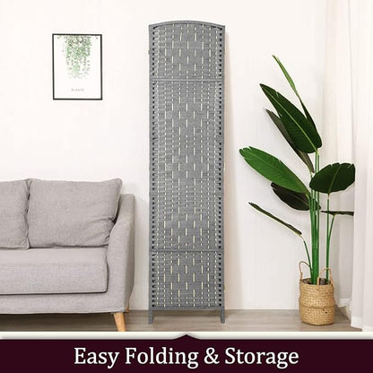 Rose Home Fashion 6 ft Tall Room Divider, Room Dividers and Folding Privacy Screens, 15.7in Privacy Screen 6 Panel Partition Temporary Wall Separation for Private, Grey