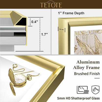 TETOTE 48x24 LED Bathroom Mirror with Lights Gold Frame Frontlit & Backlit Lighted Vanity Mirror Baroque Anti Fog Dimmable White/Warm/Natural,CRI90+,Waterproof,Wall Mounted(Horizontal/Vertical)