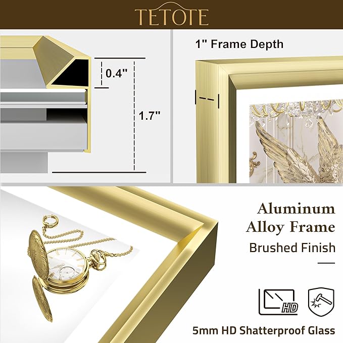 TETOTE 60x40 LED Bathroom Mirror with Lights Gold Frame Frontlit & Backlit Lighted Vanity Mirror Baroque Anti Fog Dimmable White/Warm/Natural,CRI90+,Waterproof,Wall Mounted(Horizontal/Vertical)