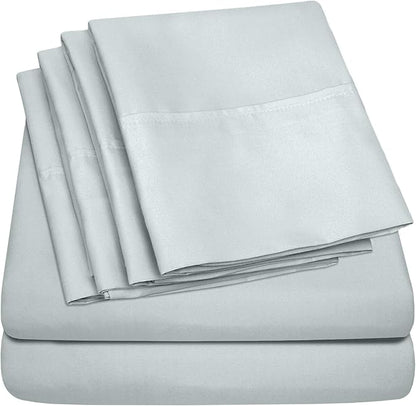 Full Size Bed Sheets - 6 Piece 1500 Supreme Collection Fine Brushed Microfiber Deep Pocket Full Sheet Set Bedding - 2 Extra Pillow Cases, Great Value, Full, Porclain Blue