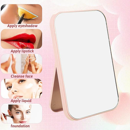12Pcs Desktop Makeup Mirror 7.87inch Small Vanity Mirror with Stand, 90°Adjustable Portable Foldable Makeup Mirrors for Vanity Table, Office, Travel(4 Color)