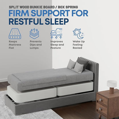 Nutan Inch Sturdy Box Spring for Mattress Support-Durable and Fully Assembled, Natural Wood Twin XL, White, 8" Foundation