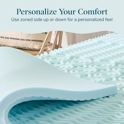 LUCID Gel Infused Memory Foam Mattress Topper – 2 Inch Mattress Topper – 5 Comfort Zones Relieve Pressure – CertiPUR-US Certified Foam - King