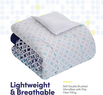 Sweet Home Collection 5 Piece Comforter Set Bag Solid Color All Season Soft Down Alternative Blanket & Luxurious Microfiber Bed Sheets, Genova, Twin