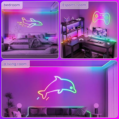 32.8FT Neon Rope Lights,Flexible Led Rope Lights Control with App/Remote,Multiple Modes Rope Lights,IP65 Outdoor RGB Led Neons Light Waterproof