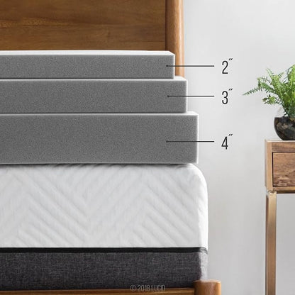 LUCID 2 Inch Bamboo Infused Memory Foam Mattress Topper - Queen Size – Cooling Ventilation – Pressure Relieving Bed Topper - Mattress Pad – CertiPur Certified