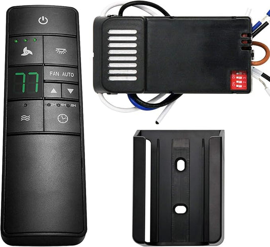 Universal Thermostatic Ceiling Fan Remote Control Kit with Holder for Hampton Bay Home Decorators Collection Hunter,Multiple Speed Control Timer Light Dimming,Replacement for HD3 2AAZPHD3 TR222A TX031