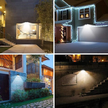 Aootek New Solar Motion Sensor Lights 120 LEDs with Lights Reflector,270° Wide Angle, IP65 Waterproof, Step Lights for Front Door, Yard, Garage, Deck (Back Button 4-Pack)