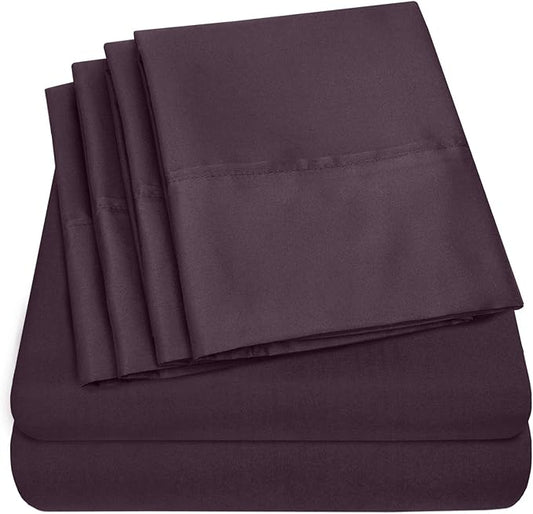 King Size Bed Sheets - 6 Piece 1500 Supreme Collection Fine Brushed Microfiber Deep Pocket King Sheet Set Bedding - 2 Extra Pillow Cases, Great Value, King, Purple