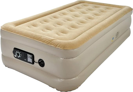 Serta Raised Air Mattress with Never Flat Pump | Luxury Inflatable Mattress with Built in Air Pump to Ensure a Good Night’s Rest | Heavy Duty Blow Up Mattress with Self Inflating Pump