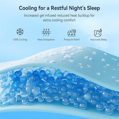 ELEMUSE RV Short Queen Dual Layer 3 Inch Memory Foam Mattress Topper, 2 Inch Cooling Gel Memory Foam Bed Pad and 1 Inch Soft Pillow Top Mattress Pad for Back Pain Relief & Hot Sleepers