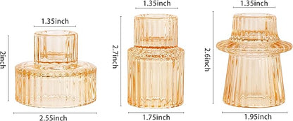 Vixdonos Glass Candlestick Holders Tealight Candle Holders for Table Centerpieces, Wedding Decor and Dinner Party (6 Pcs, Yellow)