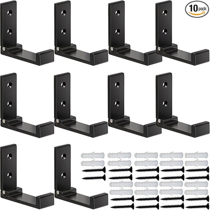 ZEYU Folding Coat Hooks, 10Pcs Wall Hooks for Hanging Coat Towel Hooks Hardware Heavy Duty Aluminum Alloy Headphone Holder Hooks No Rust Wall Mounted with Screws for Bags Fitness Equipment