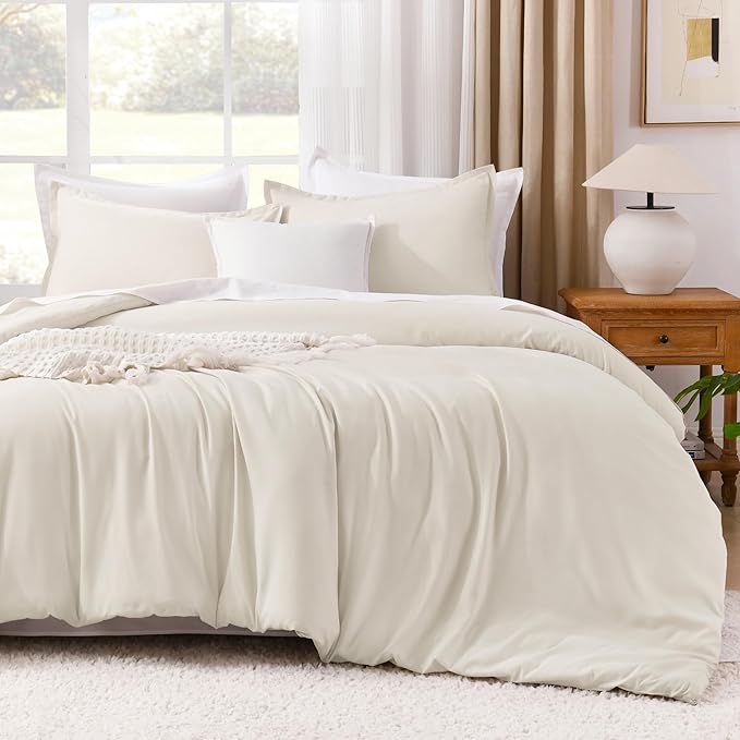 Litanika Twin/Twin XL Comforter Set Beige, 2 Pieces Lightweight Solid Bedding Comforter Set, All Season Fluffy Bed Set (66x90In Comforter & 1 Pillowcase)