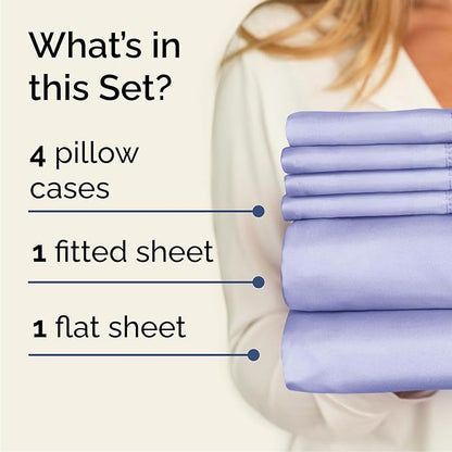 Full 6 Piece Sheet Set - Comfy Breathable & Cooling - Ultra Soft Hotel Luxury Bedding Set w/ 8-16 Inch Deep Pockets - 1 Flat & 1 Fitted Sheet & 4 Pillowcases - Wrinkle Free and Easy Care - Lavender