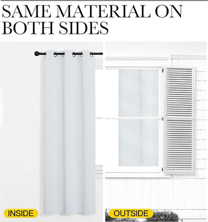 NICETOWN Bedroom Blackout Curtains Panels, 1 Pair, 55 inches by 94 Inch, Greyish White, Triple Weave Energy Saving Thermal Insulated Solid Grommet Blackout Draperies for Patio