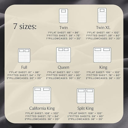 LuxClub 4 PC King Sheet Set, Deep Pockets Wrinkle Free Cooling Bed Sheets Hotel Bedding for Women, Men, Kids & Teens, Includes 1 Fitted Sheet, 1 Flat Sheet and 2 Pillowcases - Silky Soft Dark Grey