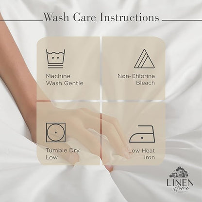 Linen Home 100% Cotton Percale Sheets King Size, Light Taupe, Deep Pocket, 4 Pieces Set - 1 Flat, 1 Deep Pocket Fitted Sheet and 2 Pillowcases, Crisp Cool and Strong Bed Linen