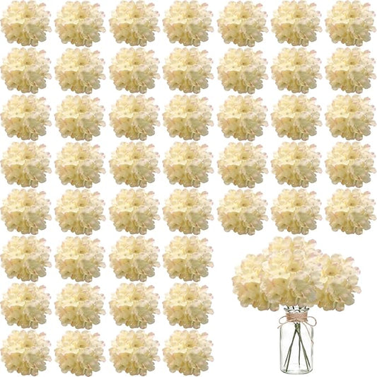 100PCS Artificial Hydrangea Flowers, Fake Flowers Silk Hydrangea Full Flowers Heads with Stems for Wedding Home Party Shop Baby Shower Decor (Apricot Pink)