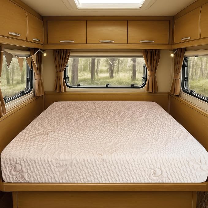 Foamma 6” x 32” x 75” Camper/RV Travel High-Density Foam Bunk Mattress, Organic Cotton Cover, Made in USA, Comfortable, Travel Trailer, CertiPUR-US Certified