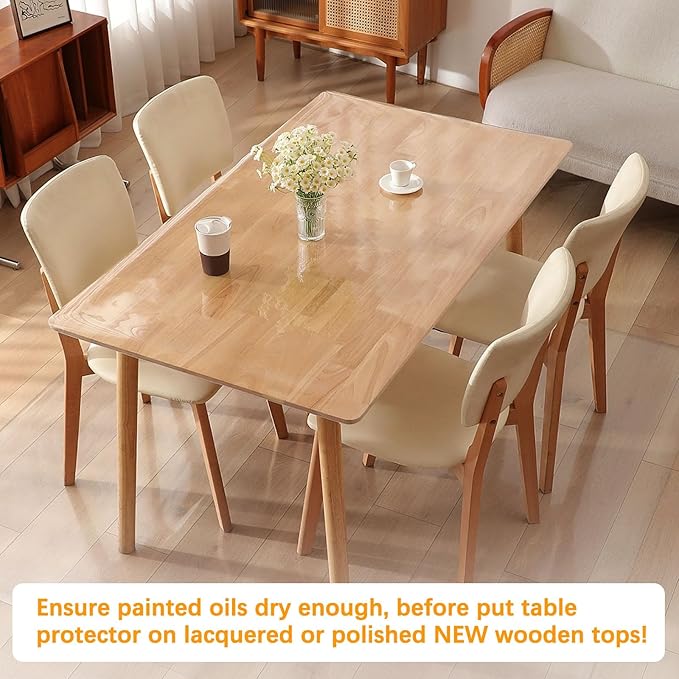 48 x 104 Inch 4FT Clear Plastic Dining Table Protector Tablecloth Desk Pad Mat Wooden Furniture Coffee Glass End Side Bar Table Cloths Top Protection Countertop Cover Waterproof Rectangular PVC Vinyl