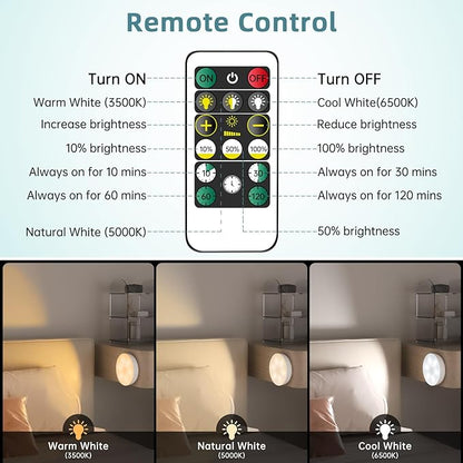 3 Colors Temperatures LED Closet Light Motion Sensor Step Light Compatible with Charging Station, USB Rechargeable Battery Operated Puck Light (1 Pack)