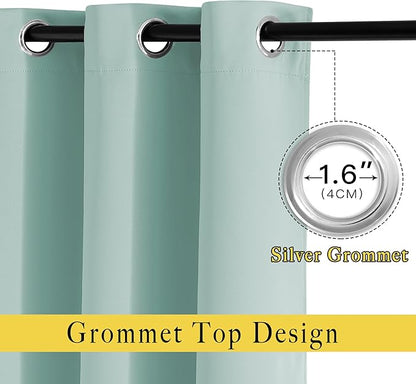 NICETOWN Aqua Blue Bedroom Curtains 72 inches Long, Grommet Blackout Thermal Insulated Window Treatment Room Darkening for Bedroom/Home Office, 2 Panels, W37 x L72