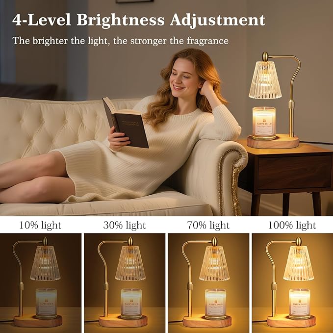 Candle Warmer Lamp, with Timer and Dimmer, Adjustable Height, Christmas Birthday Gifts for Women Mom, House Warming Gifts New Home Decor, Thanksgiving Decorations,Wax Warmer for Scented Jar Candles