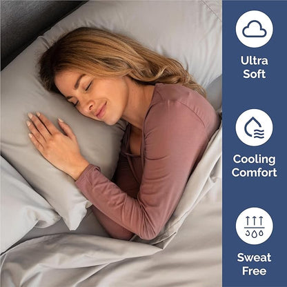 King 6 Piece Sheet Set - Comfy Breathable & Cooling - Ultra-Soft Hotel Luxury Bedding Set with 8-16 Inch Deep Pockets - 1 Flat & 1 Fitted Sheet & 4 Pillowcases - Wrinkle Free & Easy Care - Light Grey