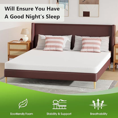 PayLessHere 5 Inch Gel Memory Foam Mattress Medium Firm Mattresses CertiPUR-US Certified Bed-in-a-Box Pressure Relieving California King Size,Fiberglass Free，White