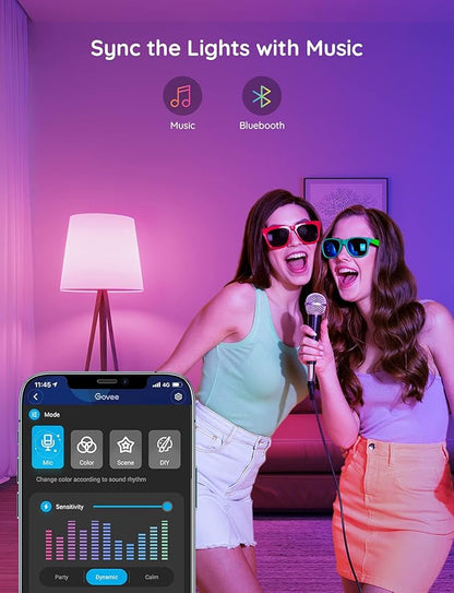 Govee Smart Light Bulbs, WiFi Bluetooth Color Changing Bulbs, Music Sync, 54 Dynamic Scenes, 16 Million DIY Colors RGB Light Bulbs, Work with Alexa, Google Assistant, 800 Lumen, 8 Pack