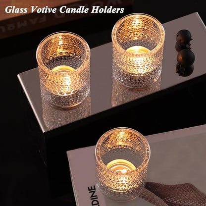 40Pcs Glass Votive Candle Holders, Gold Tea Light Candle Holders Vintage Tealight Candle Holder Bulk for Autumn, Thanksgiving Table Centerpieces, Christmas Decor (Gold)