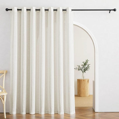 RYB HOME Natural Linen Sheer Curtains - Light Filtering Privacy Lightweight Wrinkle-Resistant Boho Farmhouse Grommet Panels for Living Room Kitchen Bedroom, W 60 x L 90 inches, Linen, 1 Panel