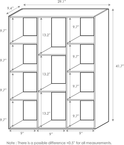 Furinno LUDER Book Shelf, 11-Cube Bookshelf, Reversible Bookcase, 9.4" x 29.1" x 41.7", for Living Room, Bedroom, Home Office, White
