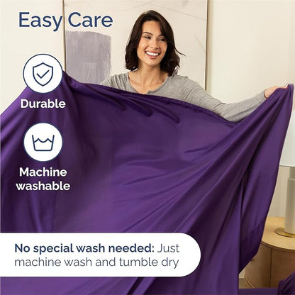 Split King 7 Piece Sheet Set - Comfy Breathable & Cooling - Ultra-Soft Hotel Luxury Bedding Set w/ 8-16 Inch Deep Pockets - 1 Flat & 2 Fitted Sheet & 4 Pillowcases - Wrinkle Free & Easy Care - Purple